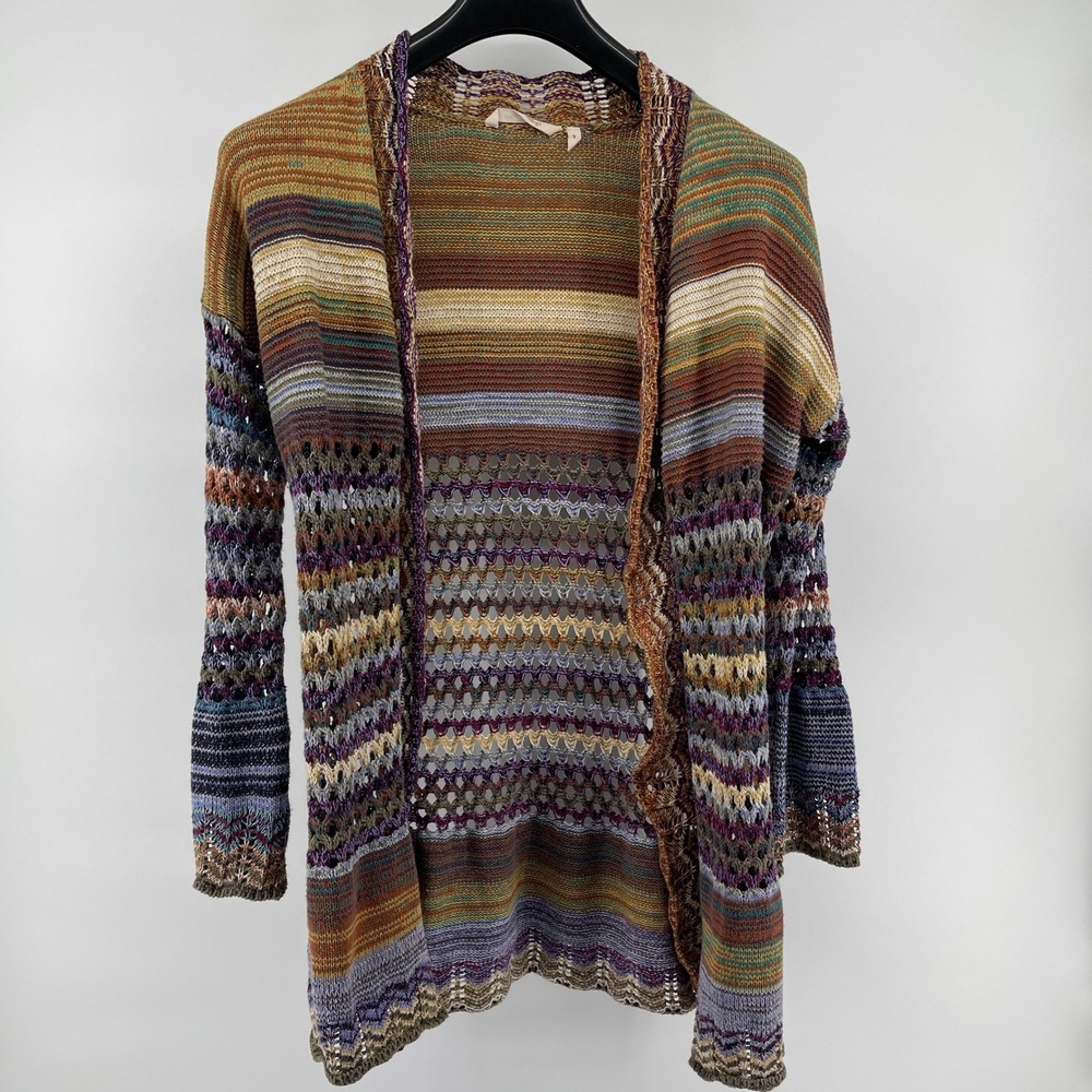 Soft Surroundings Open Front Cardigan Sweater Women's S Multicolor Croche‎ Knit